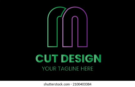 Alfabeto m forma de corte modelo de logotipo de vector monograma abstracto