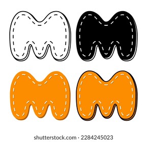 Alphabet M in flat style isolated