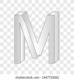 Alphabet M impossible shape font. Vector illustration on transparent background.