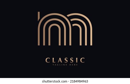 plantilla de monogramo del logotipo del vector del alfabeto m lineart