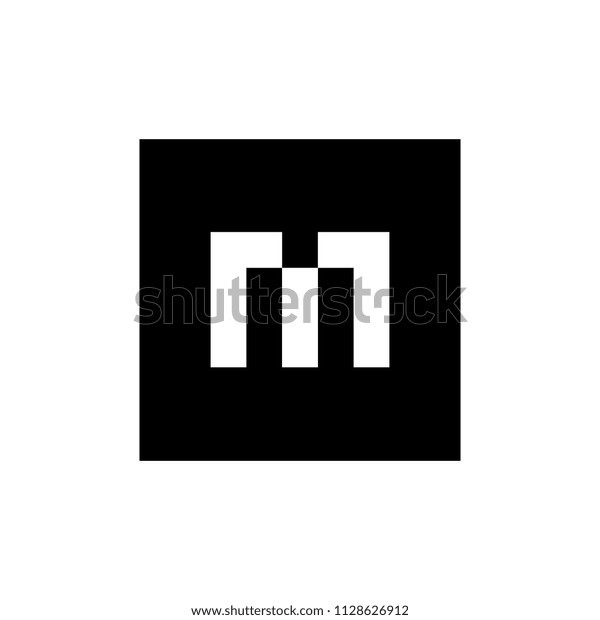 アルファベットmのロゴデザイン Mの文字のアイコン 白黒のベクター画像ロゴ のベクター画像素材 ロイヤリティフリー