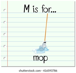 Alphabet  M is for mop illustration