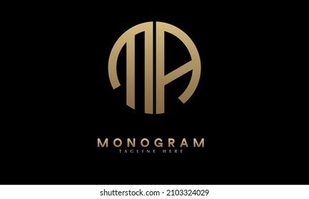 Alphabet MA or AM illustration monogram vector logo template in round shape