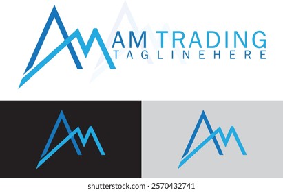 Alphabet AM and MA illustration vector monogram  logo template, AM trader logo professional trading expert 