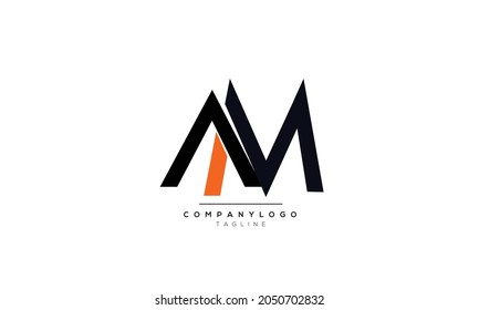 Alphabet AM MA Initial Letter Monogram Icon Logo vector illustration abstract  web character logotype 
initials icon badge business brand
