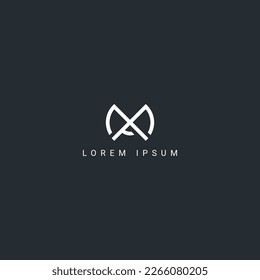 Alphabet MA AM letter simple style logo design vector template.
