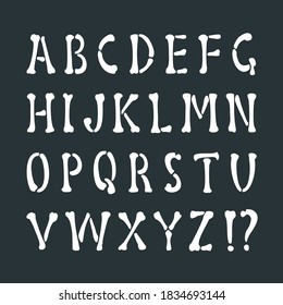 Alphabet is made of bones. Vector font for Mexican Day of the Dead, Halloween and Dia de los Muertos, the day of death. Concept pirate letters