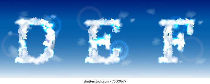 alphabet made of clouds