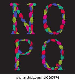 Alphabet made of curls. Vector creative vintage colorful font #4