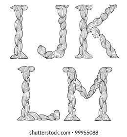 Alphabet made of curls. Vector creative vintage font #3