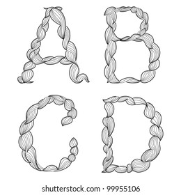 Alphabet made of curls. Vector creative vintage font #1