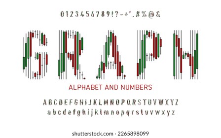 Alphabet made from Japanese candlestick. Financial graph or business investment market trade exchange analysis chart. business and trading font