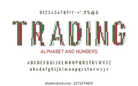 Alphabet made from Japanese candlestick. Financial graph or business investment market trade exchange analysis chart. business and trading font