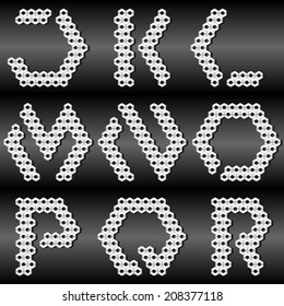 Alphabet made with metal nuts. Second part of collection.