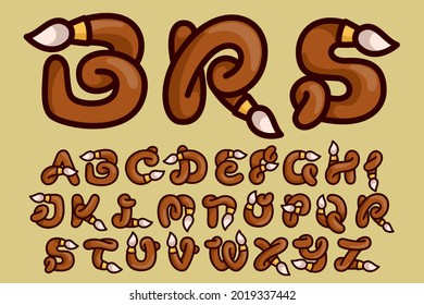 Alphabet aus Farbpinseln. Vektorgrafik für die Veranstaltungen vom 1. September, Vorschulidentität, Zurück zu Schulplakaten, etc.