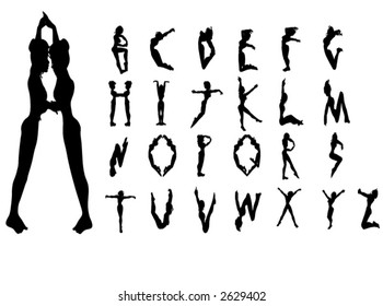 An Alphabet made from People Silhouettes (Vector)