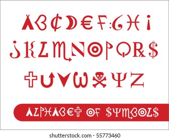 alphabet made from various symbols