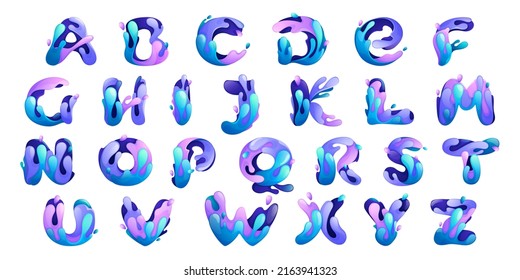 Alphabet made water waves   drops  Pure blue gradient font style  Vector icons for your ecology application  waste recycling identity  spa posters mineral water branding 