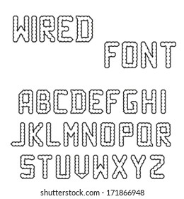 Alphabet made from wired frames.