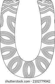 Alphabet mandala Coloring book for adults and children letter U