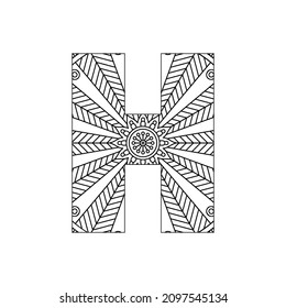 Alphabet Mandala, Mandala style letter, Alphabet letter coloring page for adults and kids, illustration 