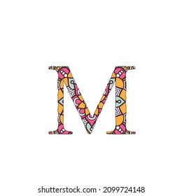Alphabet Mandala, Mandala style letter, Alphabet letter coloring page for adults.