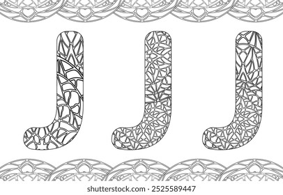 Alphabet Mandala A to Z Zentangle for coloring pages
