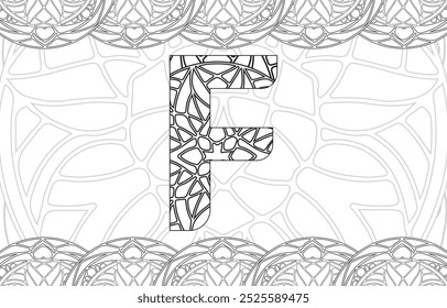 Alphabet Mandala A to Z Zentangle for coloring pages
