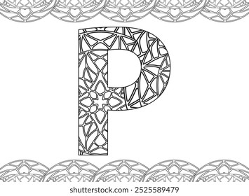 Alphabet Mandala A to Z Zentangle for coloring pages
