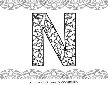 Alphabet Mandala A to Z Zentangle for coloring pages
