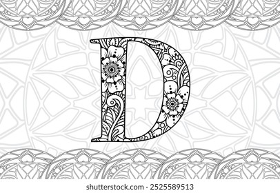 Alphabet Mandala A to Z Zentangle for coloring pages
