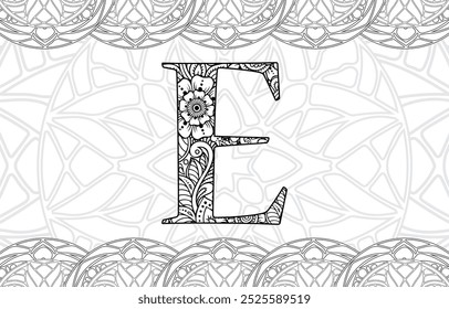 Alphabet Mandala A to Z Zentangle for coloring pages
