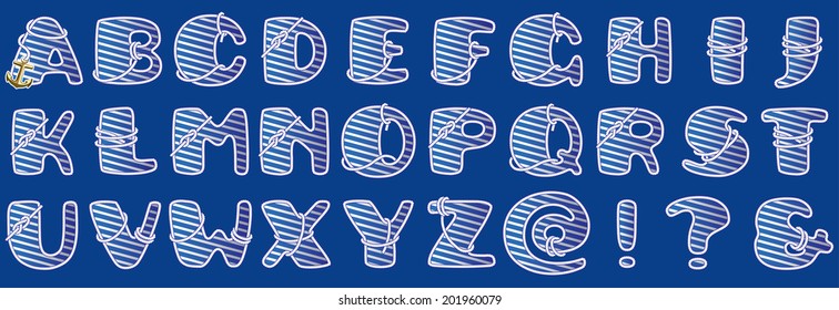 the alphabet in a marine style 