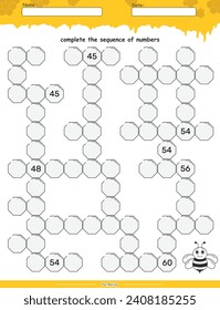 Alphabet Maze pages and learning the Number 41 to 60. Educational game for children. fun activities for children to play and learn. fun activities for children to play and learn.