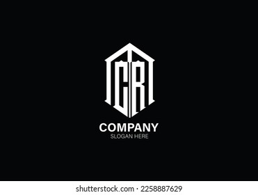 Alphabet MCR illustration monogram vector logo template in white color and black background