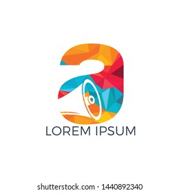 Alphabet A and Megaphone logo design. Loud media logotype icon.Speak up logo icon design.	
