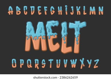 Alphabet Melt Blue Cartoon Vector