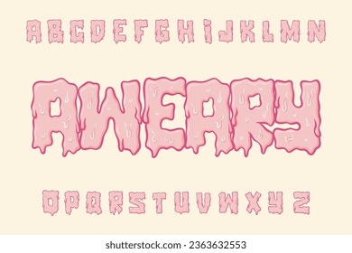 Alphabet Melt Lummer Pink Graffiti Cartoon Vector