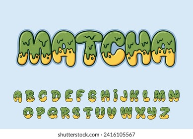 Alphabet Melt Matcha Font Type Cartoon Vector