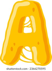 an alphabet with a melted cheese theme