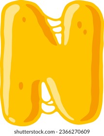 an alphabet with a melted cheese theme