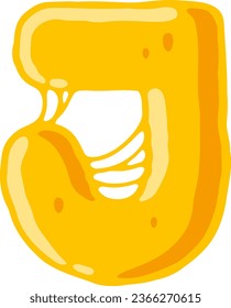 an alphabet with a melted cheese theme