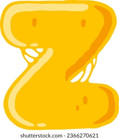 an alphabet with a melted cheese theme