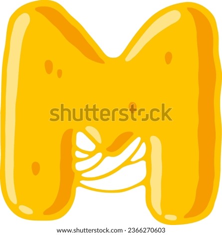 an alphabet with a melted cheese theme