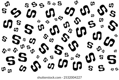 Alphabet Memphis Pattern Abstract Element Background with Black and white colors