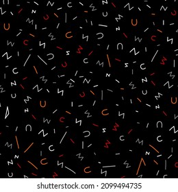 Alphabet Memphis Pattern On Black Background