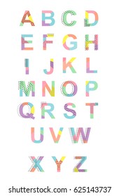 Alphabet in memphis style.