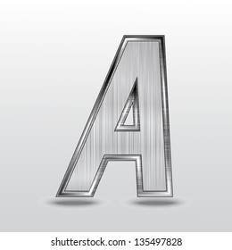 Alphabet metal, letter A. Vector