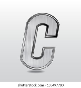 Alphabet metal, letter C. Vector