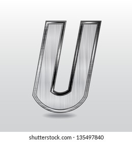 Alphabet metal, letter U. Vector